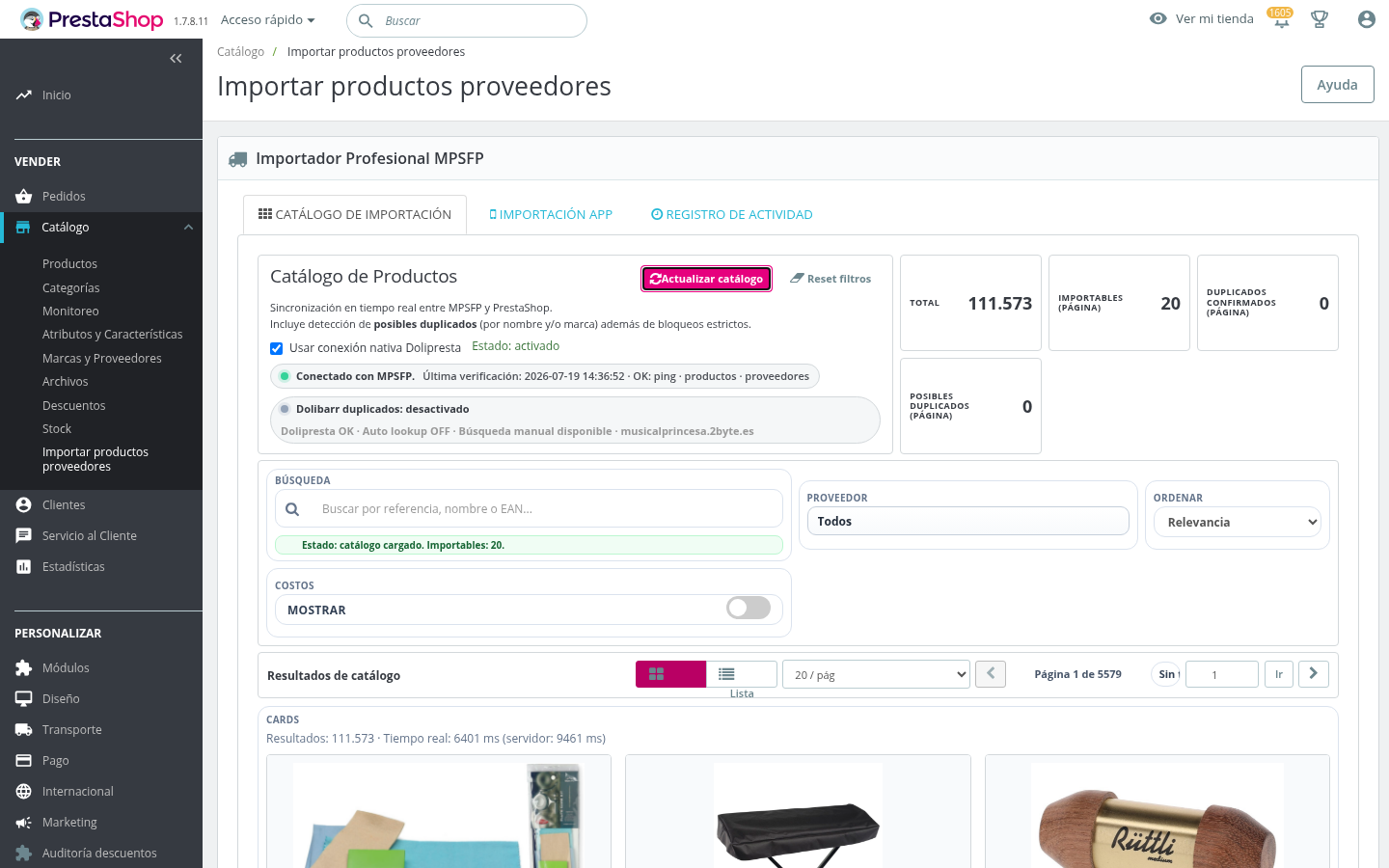 Lista de productos — MP Proveedores PrestaShop