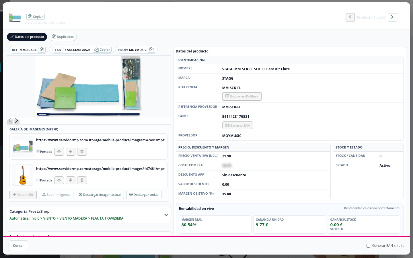 Historial de actividad — MP Proveedores PrestaShop