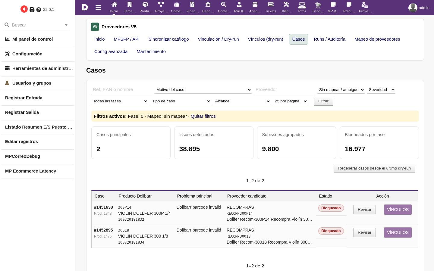 Lista Casos Filtrada — MP Proveedores