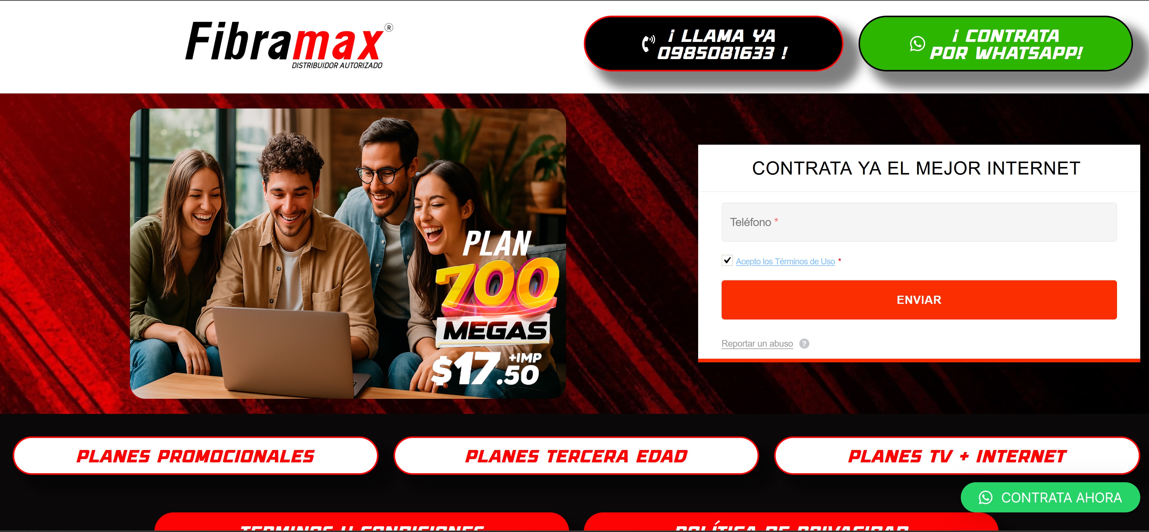 Landing Promociones Fibramax